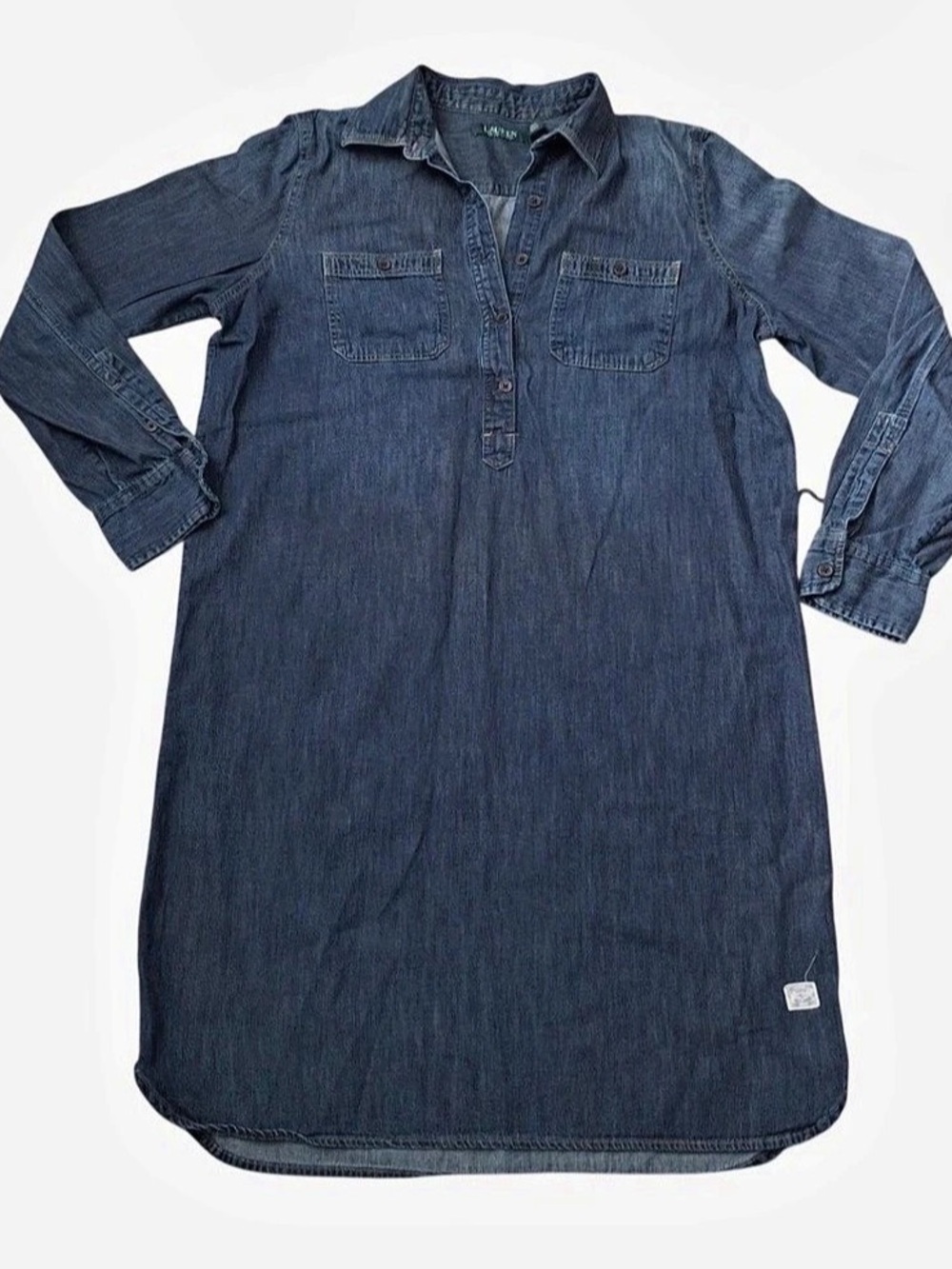 Lauren Ralph Lauren Long Sleeve Denim Shirt Dress Blue Medium